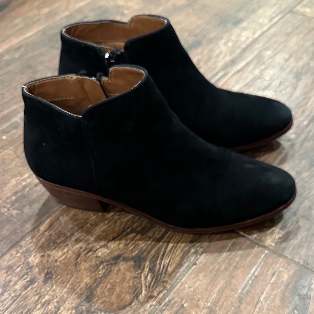 Sam Edelman Black Suede Ankle Booties with Low Heel